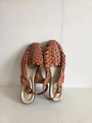 Softspots Tobago Brown Leather Woven Slingbacks
