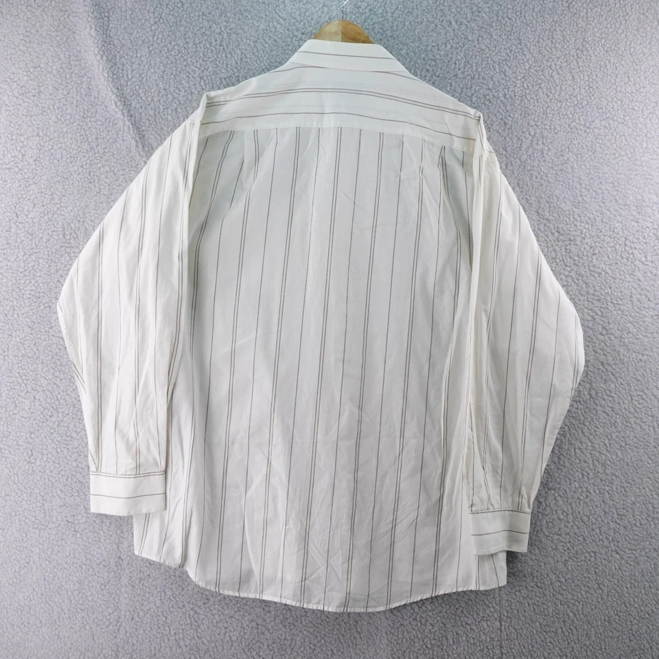 Camisa de vestir Pierre Balmain para hombre blanca a rayas manga larga con botones 17x34 Foto 3 de 4