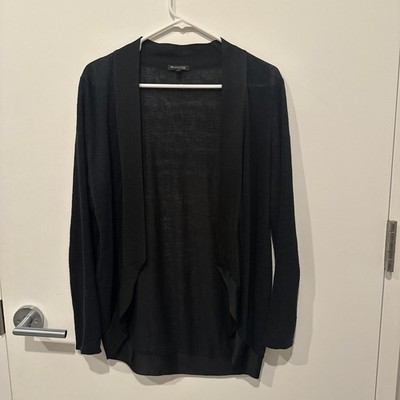 Massimo Dutti Women s Cardigan Open Front Flow Sweater Black 