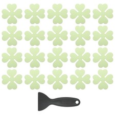 20 Pcs Non Slip Bathtub Stickers with Scraper Anti Slip Four Leaf Luminous