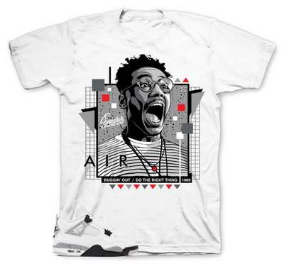 Men s White Grey Graphic T-Shirt Sneaker Match Buggin Out Streetwear Tee S-3XL