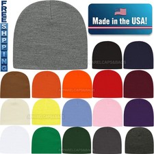 Mens Womens USA Made 8 1/2" Knit Warm Winter Skull Beanie MANY COLORS NEW