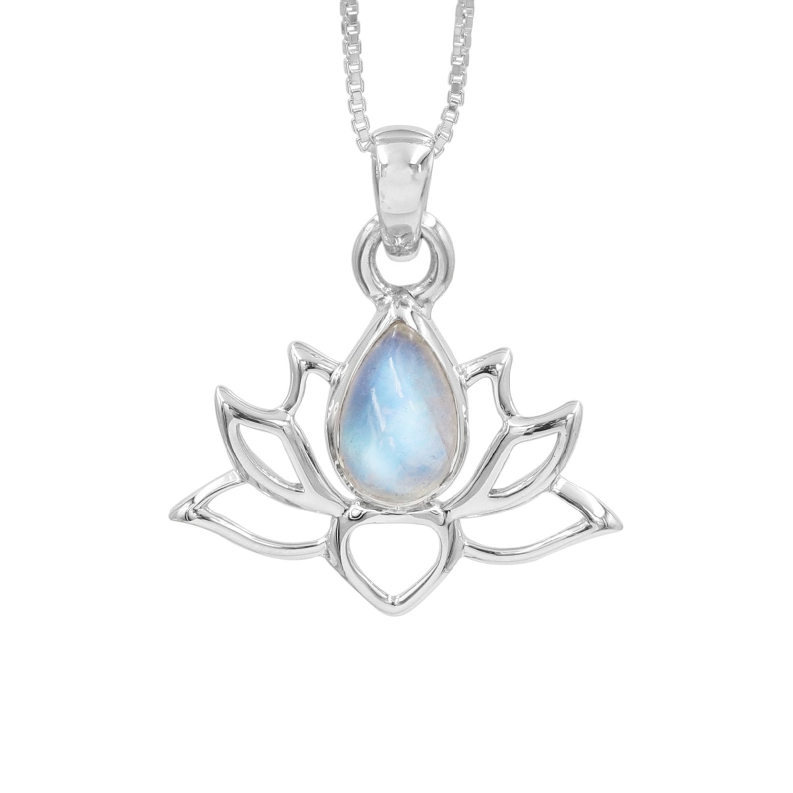 Moonstone Lotus Necklace 18K Gold Plated & 925 Silver Pendant Handmade Gift for 