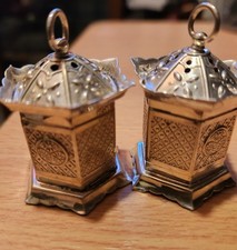 Vintage Mitsui O.S.K. Transport Lines sterling silver pagoda salt shaker, 1930s.