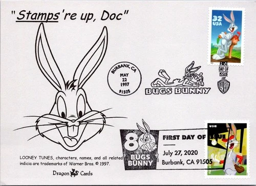Dr Jim Stamps Maximum Card Bugs Bunny 2V Pair 32C And Forever Fdc