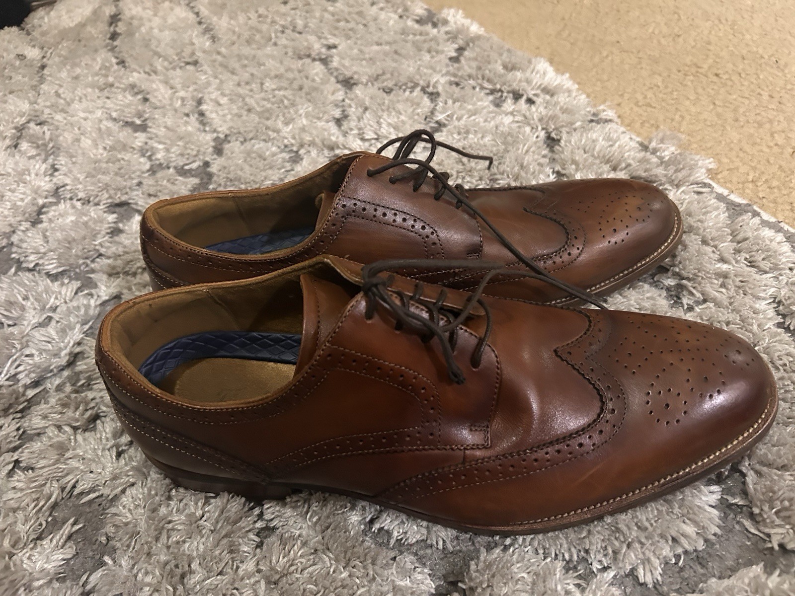 SAOLA Scarpa elegante Florsheim uomo Rucci Oxford taglia 13M pelle cognac punta alare $130