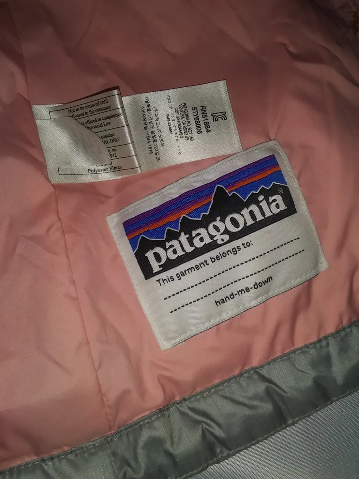 Chaqueta Patagonia Niña XL 14 Gris Rosa Puffer Abrigo Acolchado Aislado Cremallera Completa Foto 3 de 4
