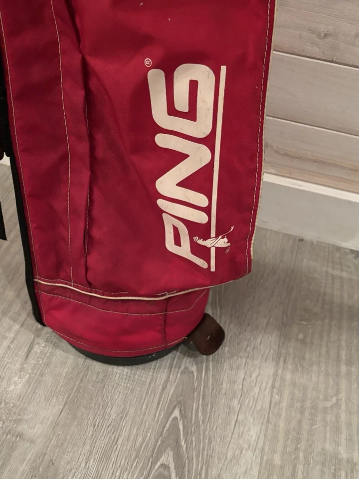 Vintage Ping KARSTEN Classic Lightweight Hoofer Pencil Bag No Stand Red 4 Way - Image 2 of 4