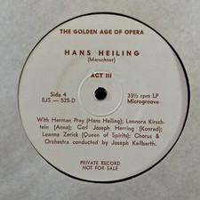 HANS HEILING EJS 525 THE GOLDEN AGE OF OPERA PRIVATE RARE VTG #25 HANS HEILING EJS 525 THE GOLDEN AGE OF OPERA PRIVATE RARE VTG #25