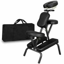 Portable Massage Chair Leather Pad Travel Massage Tattoo Spa Chair, Black