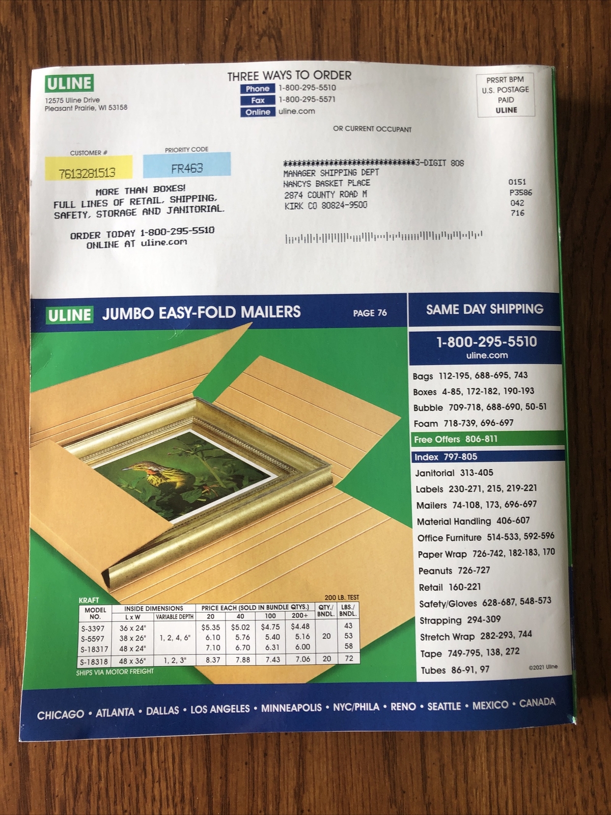 ULINE SHIPPING SUPPLY SPECIALISTS CATALOG BOOK SPRING/SUMMER 2021 eBay