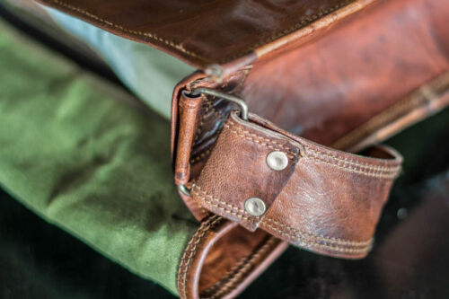 15" New Men's Real Vintage Brown Leather Messenger Genuine Leather Shoulder Bag - Bild 2 von 6
