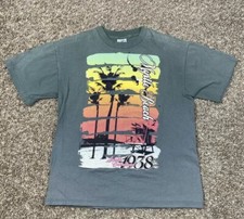 Vintage 90s Cal-Cru Myrtle Beach Striped Single Stitch Graphic T Shirt Medium