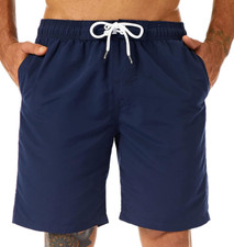 NWOT Lands' End Men's XXL Navy Swim Shorts Drawstring Mesh Liner B0502