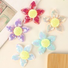 6 Color Flower Sequin Applique Glitter Patch DIY Clothes Bag Shoe Hair Accessory