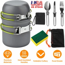 8Pcs Foldable Camping Cooking Ware Set Camping Stove Cookware Set Aluminum Pot