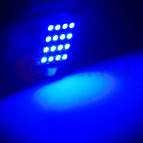 20x 3528 16SMD CAR LED MAP/DOME INTERIOR LIGHTS BULBS 42MM FESTOON Blue Lamp 12V - Picture 2 of 6