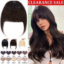 THICK CLIP IN FRINGE 100% Real Human Remy Bangs Front Hairpiece Topper for Women