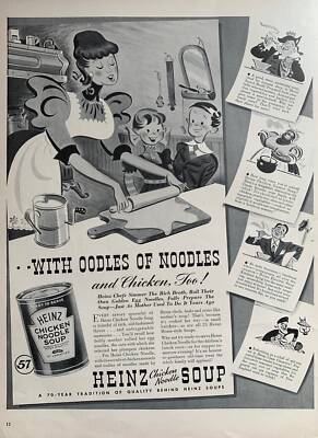 Vintage 1940s Heinz Chicken Noodle Soup Ad