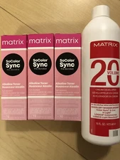 3 TUBES OF MATRIX SO COLOR SYNC HAIRCOLOR PLUS 16oz 20V DEVELOPER