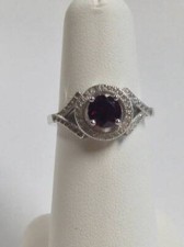 1 Karat Granat & Weiß Topas Halo Ring 925 Massives Sterlingsilber