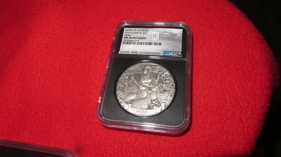 2016 NGC MS 70 COOK ISLAND 2oz Silver $2 GODS OF OLYMPUS "HERA" Antiqued - Image 3 of 4