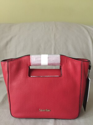 Calvin Klein Pebble Leather Mini Tote Bag Rose Blush/Frstd