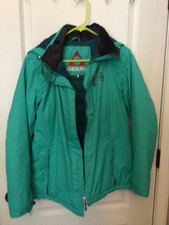 Gerry Ski Coat Women Medium Insulated Hooded Green And Blue Ski/winter