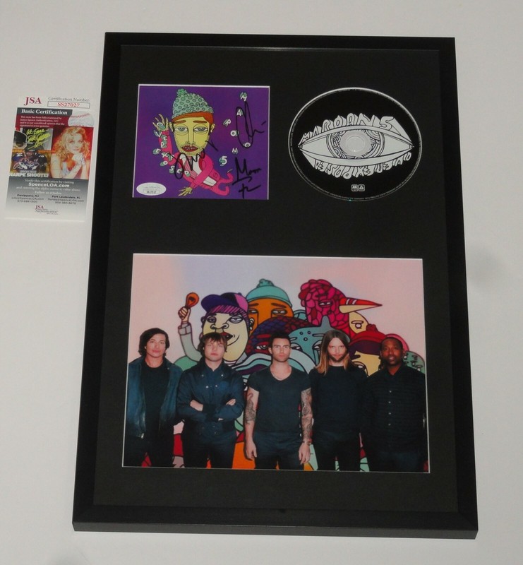 MAROON 5 SIGNED FRAMED 12X18 OVEREXPOSED CD DISPLAY ADAM LEVINE 3X JSA COA