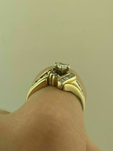 0,5 Karat herzgeschnittenes natürliches Moissanit Braut-Set Ring 14K gelbvergoldet versilbert - Bild 3 von 5