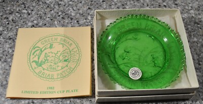 Pairpoint Thornton Burgess 1982 Cup Plate Glass, Green, Briar Patch New ...