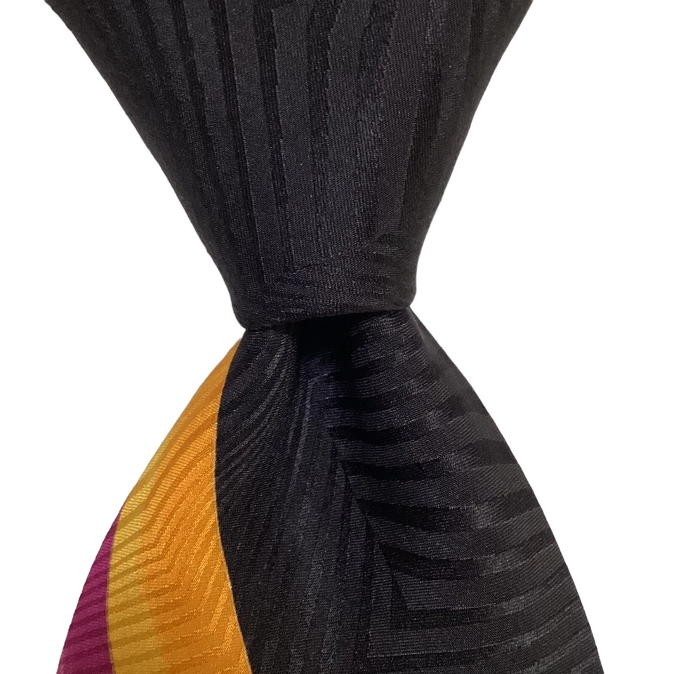 Corbata para hombre ANTONIO RICCI 100 % seda ITALIA diseñador geométrica negra/multi usada en excelente estado Foto 2 de 3