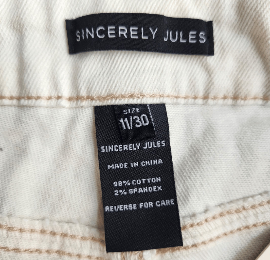 Sincerely Jules High Rise Shorts Distressed Jean Shorts Denim Cream Off White 11 thumbnail 5