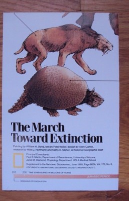 National Geographic June 1989 Map March Toward Extinction New View of Dinosaurs