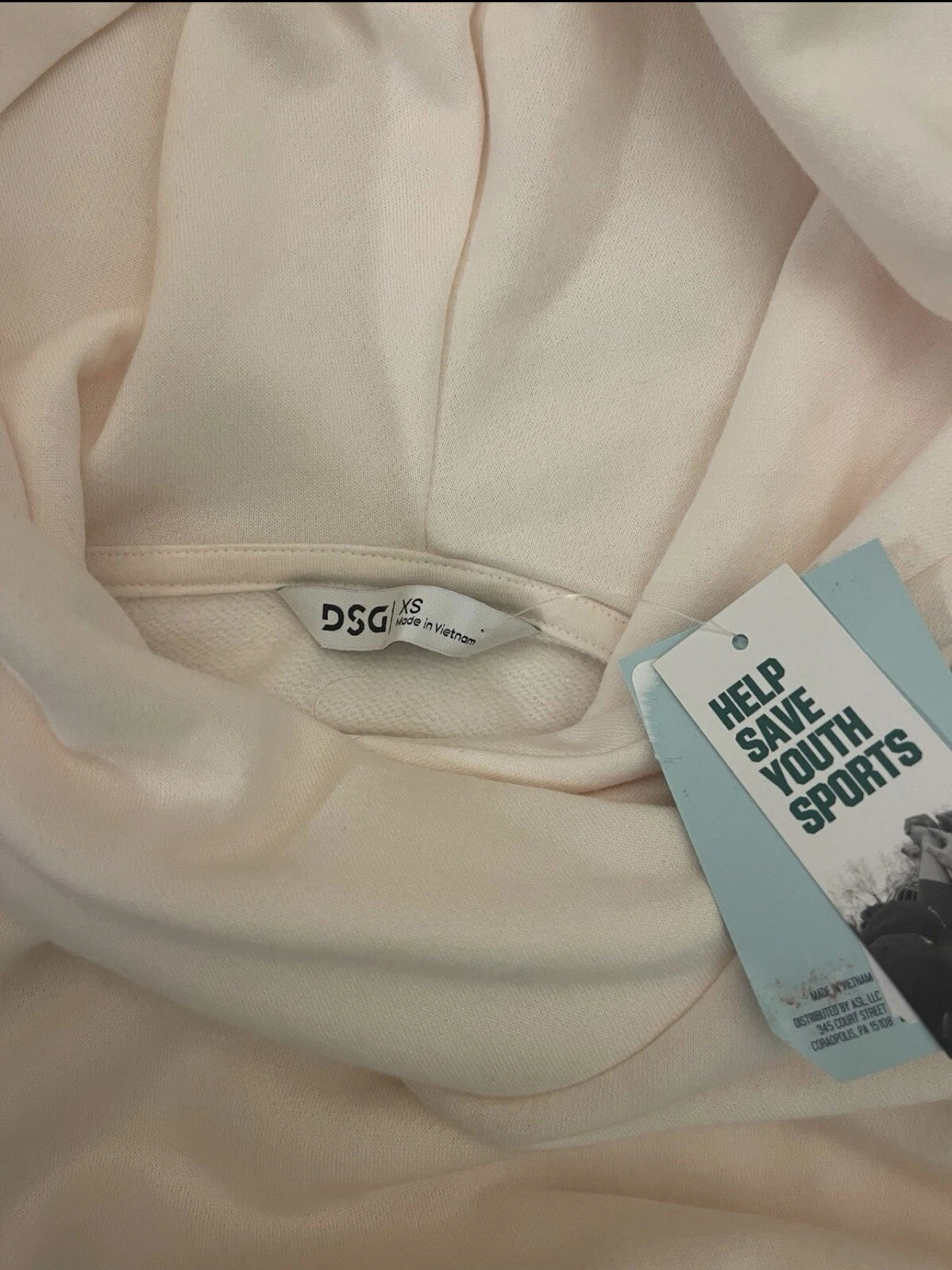 OFF WHITE Felpa con cappuccio pullover DSG Everyday crema nuova con etichetta taglia XS