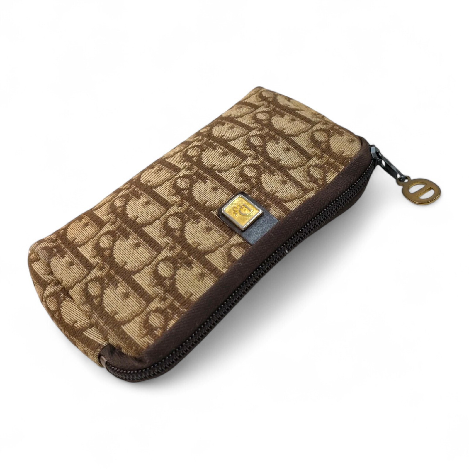 Vintage Christian Dior Brown Canvas Cosmetic Pouch 447736 Luxury