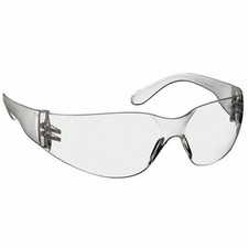 Safety Glasses: Uncoated, No Foam Lining, Wraparound Frame, Frameless, Clear, Cl