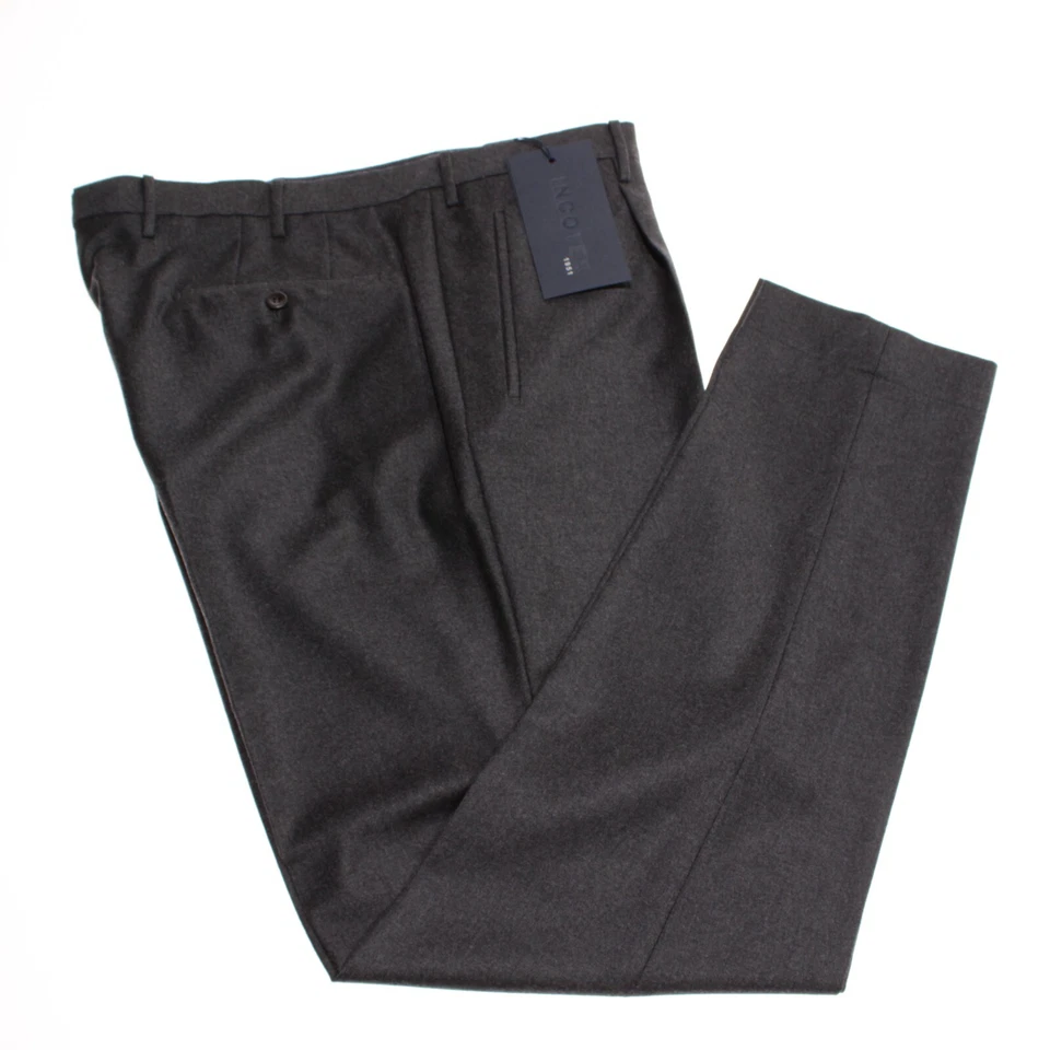 Pantalones de vestir Incotex nuevos con etiquetas talla 56L (US 40) ajuste cónico súper 100 gris 100 % lana Foto 2 de 4