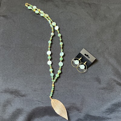 Unique Handcrafted Necklace And Earring Set. Some Stone And Shell Beads 