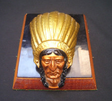 VINTAGE 1960s GUY MOTORS ARAB BUS BONNET MASCOT~RED INDIAN CHIEF HOOD ORNAMENT
