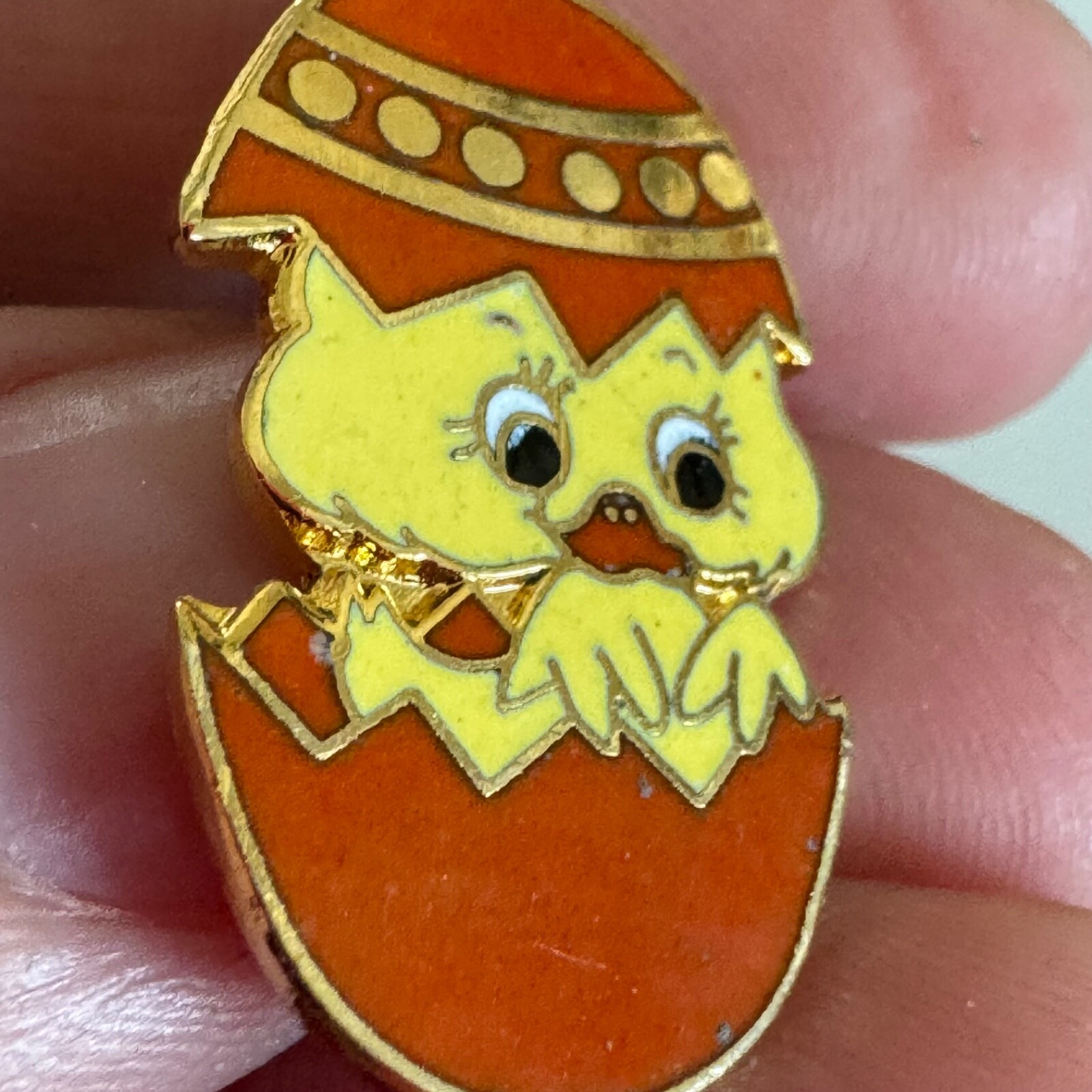 Vintage Easter Chick Emerging from Easter Egg Ena… - image 2