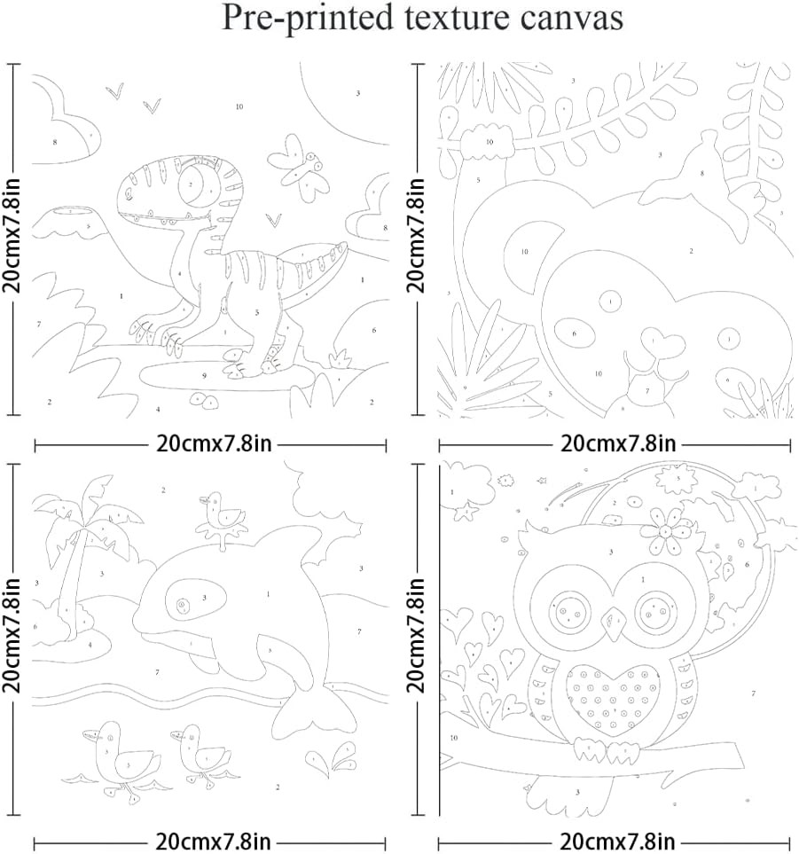 4 Pack DIY Paint by Numbers for Kids Ages 4-8 - Paint by Number for Kids Beginne