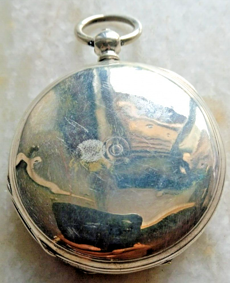 HUNTER COURVOISIER FRERES SILVER WINDING POCKET WATCH PORCELAIN