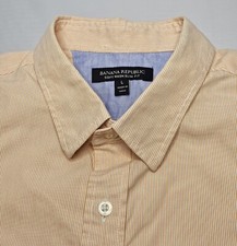 Mens Banana Republic Slim Fit Soft Wash Striped Long Sleeve Button Up Shirt LG L