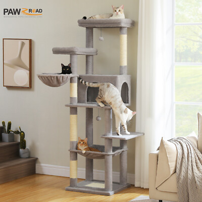 PAWZ Road Large Cat Tree 73'' Tall Tower with Scratching Posts Hammocks Condo Toy