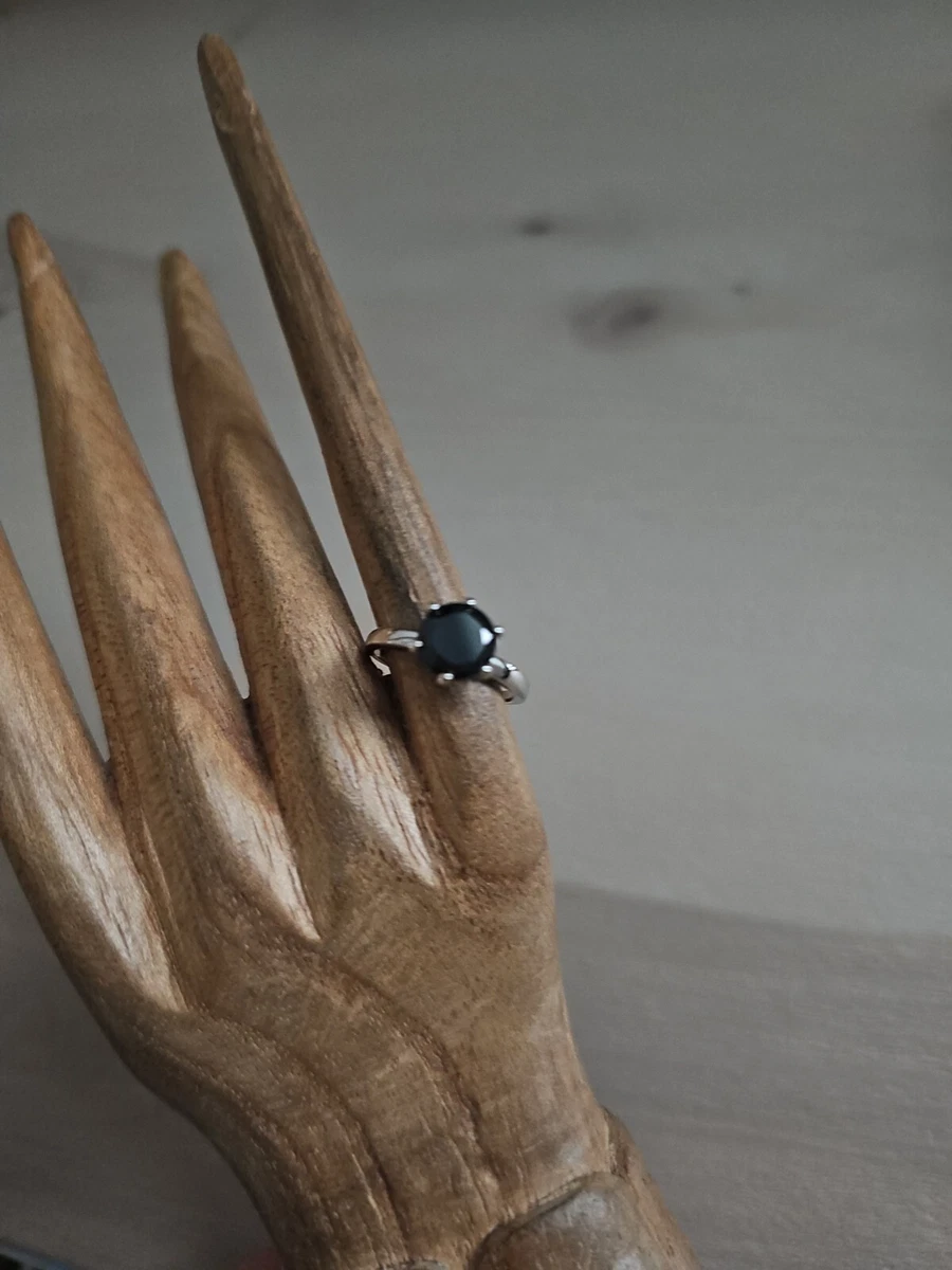 DANBURY MINT DM STERLING SILVER 1 CT DARK STONE SOLITAIRE RING SZ