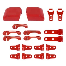 36x Red Side Mirror + Door Handles + Hinges Covers for Jeep Wrangler JL 18+4Door