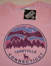Brisco Womens Pink Terryville Connecticut 100% Cotton SS T-Shirt  NWT  S - Small