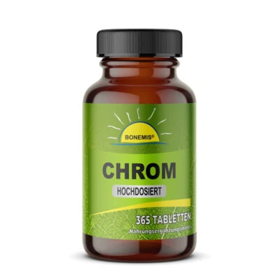 Chrom, 365 hochdosierte vegane Tabletten à 250 mcg, ohne Zusätze, Bonemis®
