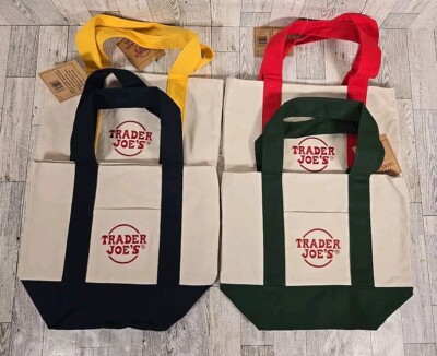 Trader Joes Mini Canvas Tote Bag Set of 4 Limited Edition
